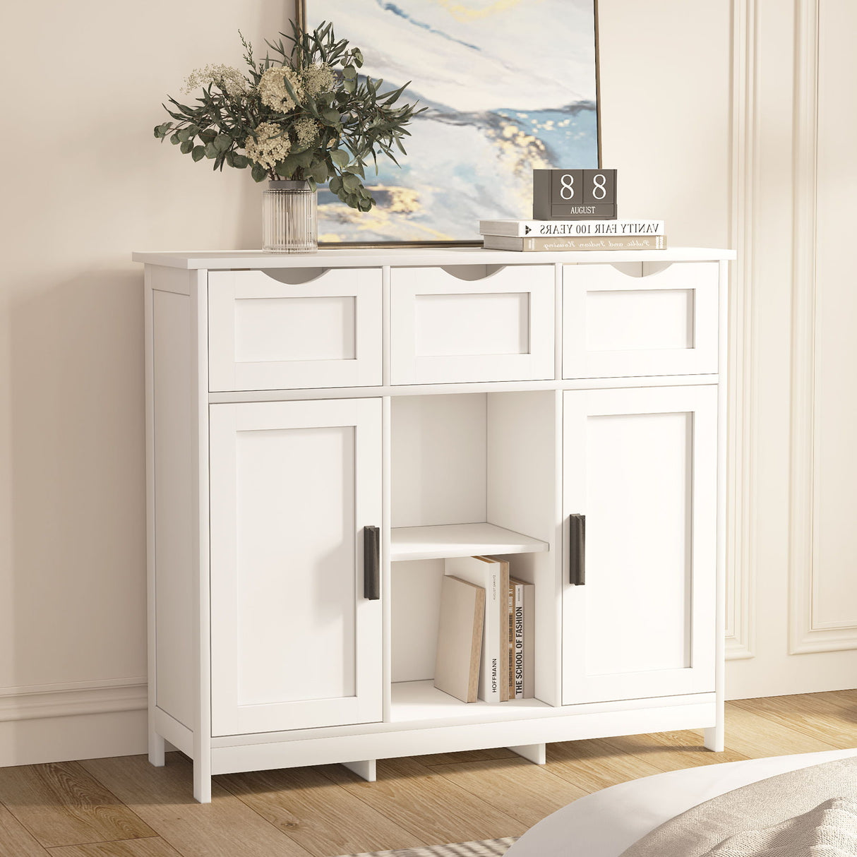Storage Cabinets, Wooden Floor Cabinet, With Drawers And Shelves Storage Cabinets, Accent Cabinet For Living Room, Bedroom, Bathroom Furniture Home Decor - Sideboards - Alpine Outlets