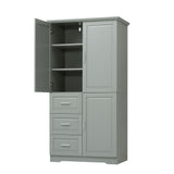 Tall And Wide Storage Cabinet With Doors, 3 Drawers