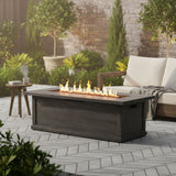 Transitional Rectangular Outdoor Propane Fire Pit Table 56x19in