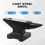 44 Lbs High Hardness Rugged Round Horn Anvil Blacksmith - Black