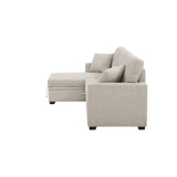 Upholstered Sectional & Pull Out Bed And Chaise Storage - Almond
