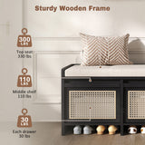 Entryway Shoe Bench With Drawers & Button Tufted Cushion