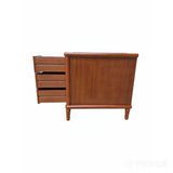 Narrow Side Table With 3 Drawers, Nightstand For Bedroom - Walnut