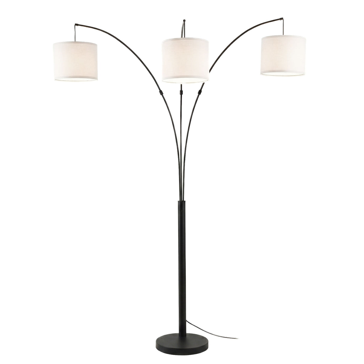 Royal - 3 Arm Arc Floor Lamp, Oil Rubbed Bonze With Linen Shade, 4 Way Rotary Switch - Oil-Rubbed Bronze