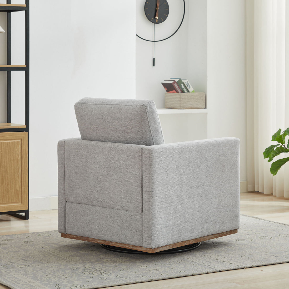 Square Upholstered Swivel Accent Chair