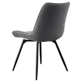 Vellux - 5 Piece Round Dining Table Set With Concrete Top Upholstered Chairs - Gunmetal
