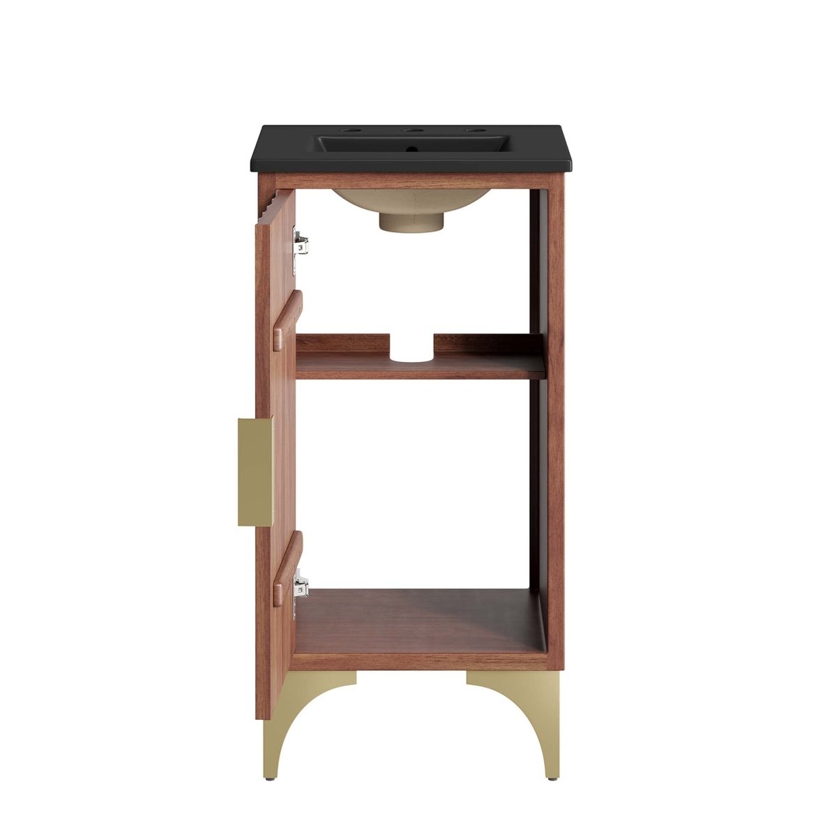 18" Bathroom Vanity with Brass Accents – Black Walnut - Bathroom Fixtures - Alpine Outlets