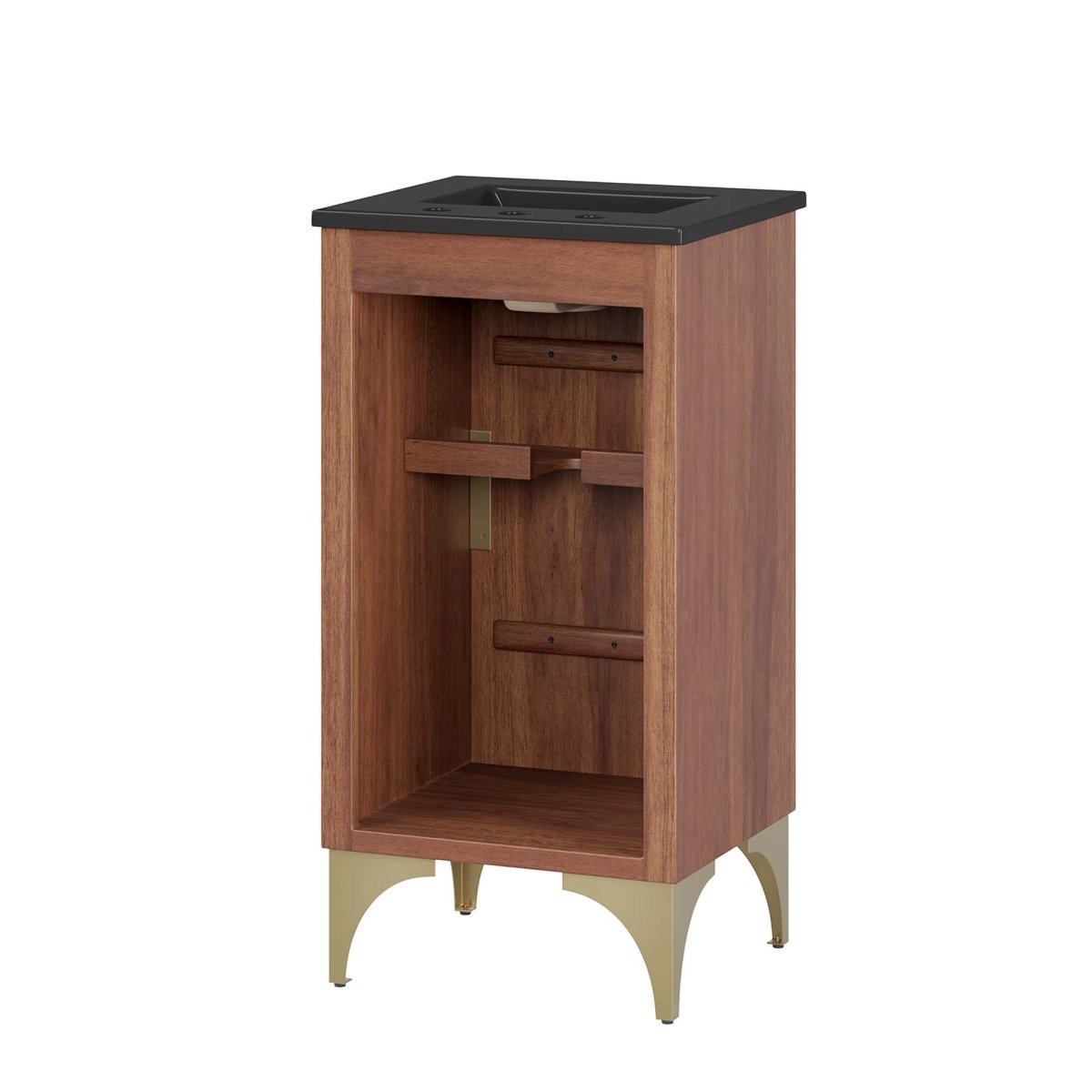 18" Bathroom Vanity with Brass Accents – Black Walnut - Bathroom Fixtures - Alpine Outlets