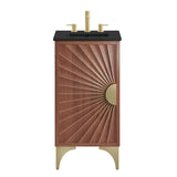 18" Bathroom Vanity with Brass Accents – Black Walnut - Bathroom Fixtures - Alpine Outlets