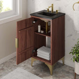 18" Bathroom Vanity with Brass Accents – Black Walnut - Bathroom Fixtures - Alpine Outlets