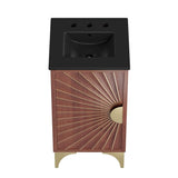 18" Bathroom Vanity with Brass Accents – Black Walnut - Bathroom Fixtures - Alpine Outlets