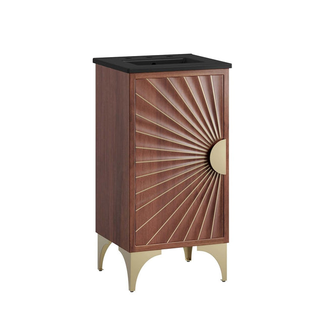 18" Bathroom Vanity with Brass Accents – Black Walnut - Bathroom Fixtures - Alpine Outlets