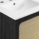 18" Black and White Bathroom Vanity with Rattan Door - Bathroom Fixtures - Alpine Outlets