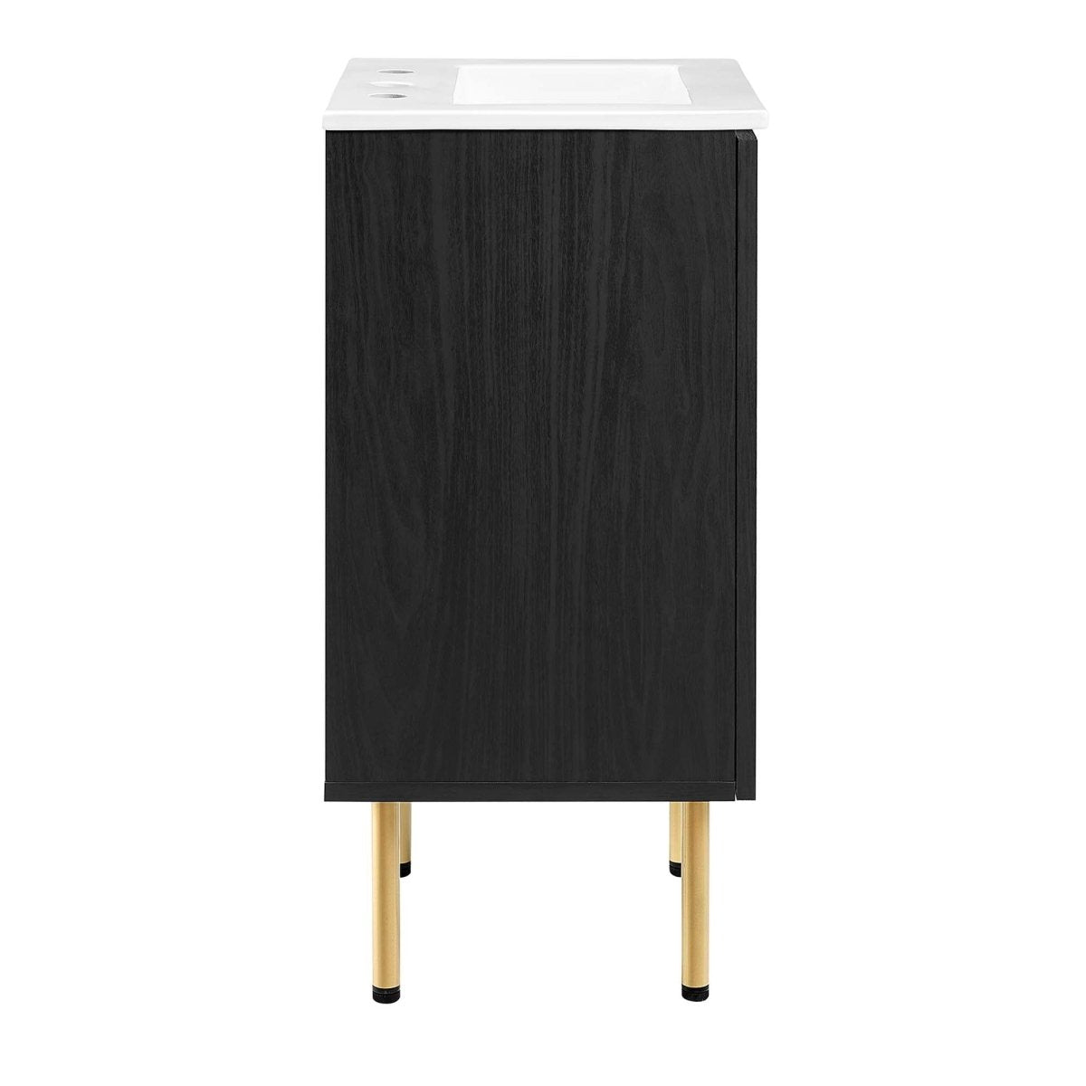 18" Black and White Bathroom Vanity with Rattan Door - Bathroom Fixtures - Alpine Outlets