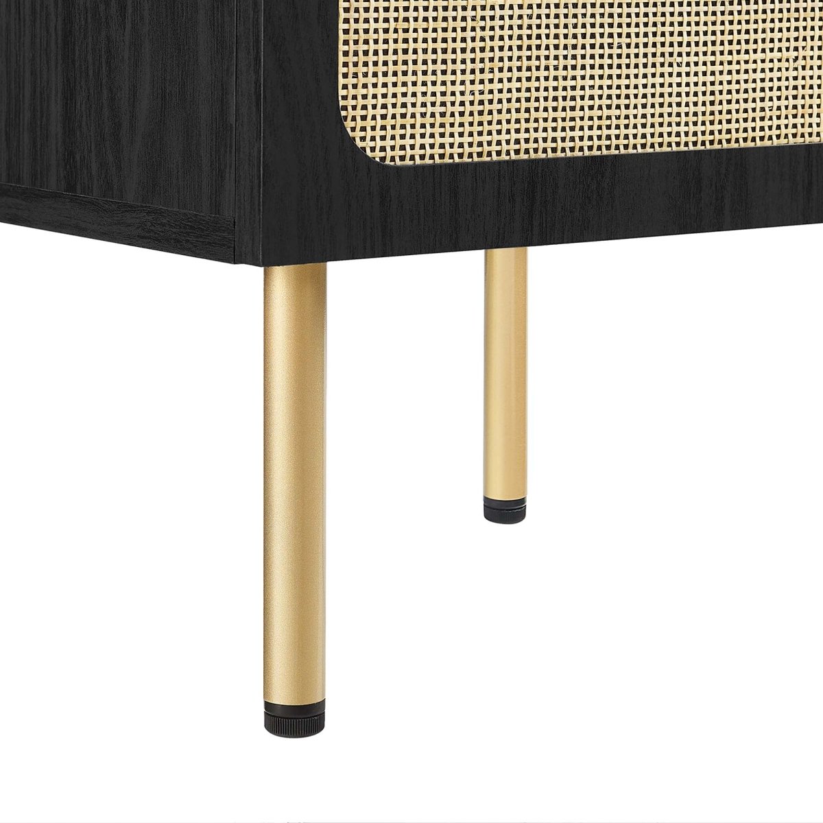 18" Black and White Bathroom Vanity with Rattan Door - Bathroom Fixtures - Alpine Outlets