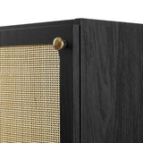 18" Black Bathroom Vanity Cabinet with Rattan Door – Sink Basin Not Included - Bathroom Fixtures - Alpine Outlets