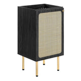 18" Black Bathroom Vanity Cabinet with Rattan Door – Sink Basin Not Included - Bathroom Fixtures - Alpine Outlets