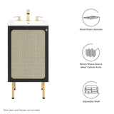 18" Black Bathroom Vanity Cabinet with Rattan Door – Sink Basin Not Included - Bathroom Fixtures - Alpine Outlets