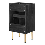 18" Black Bathroom Vanity Cabinet with Rattan Door – Sink Basin Not Included - Bathroom Fixtures - Alpine Outlets