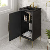 18" Black Bathroom Vanity with Ceramic Sink – Modern - Bathroom Fixtures - Alpine Outlets