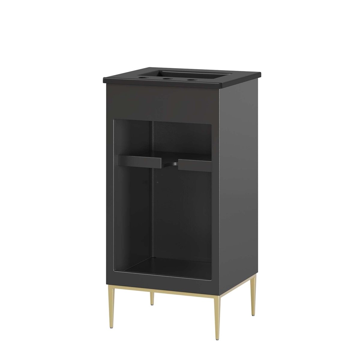 18" Black Bathroom Vanity with Ceramic Sink – Modern - Bathroom Fixtures - Alpine Outlets