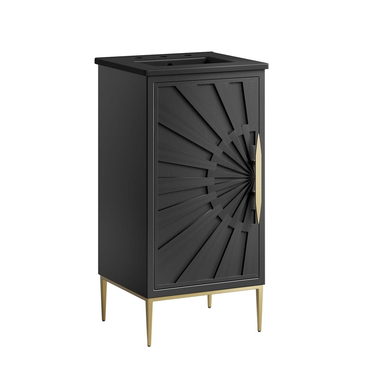 18" Black Bathroom Vanity with Ceramic Sink – Modern - Bathroom Fixtures - Alpine Outlets