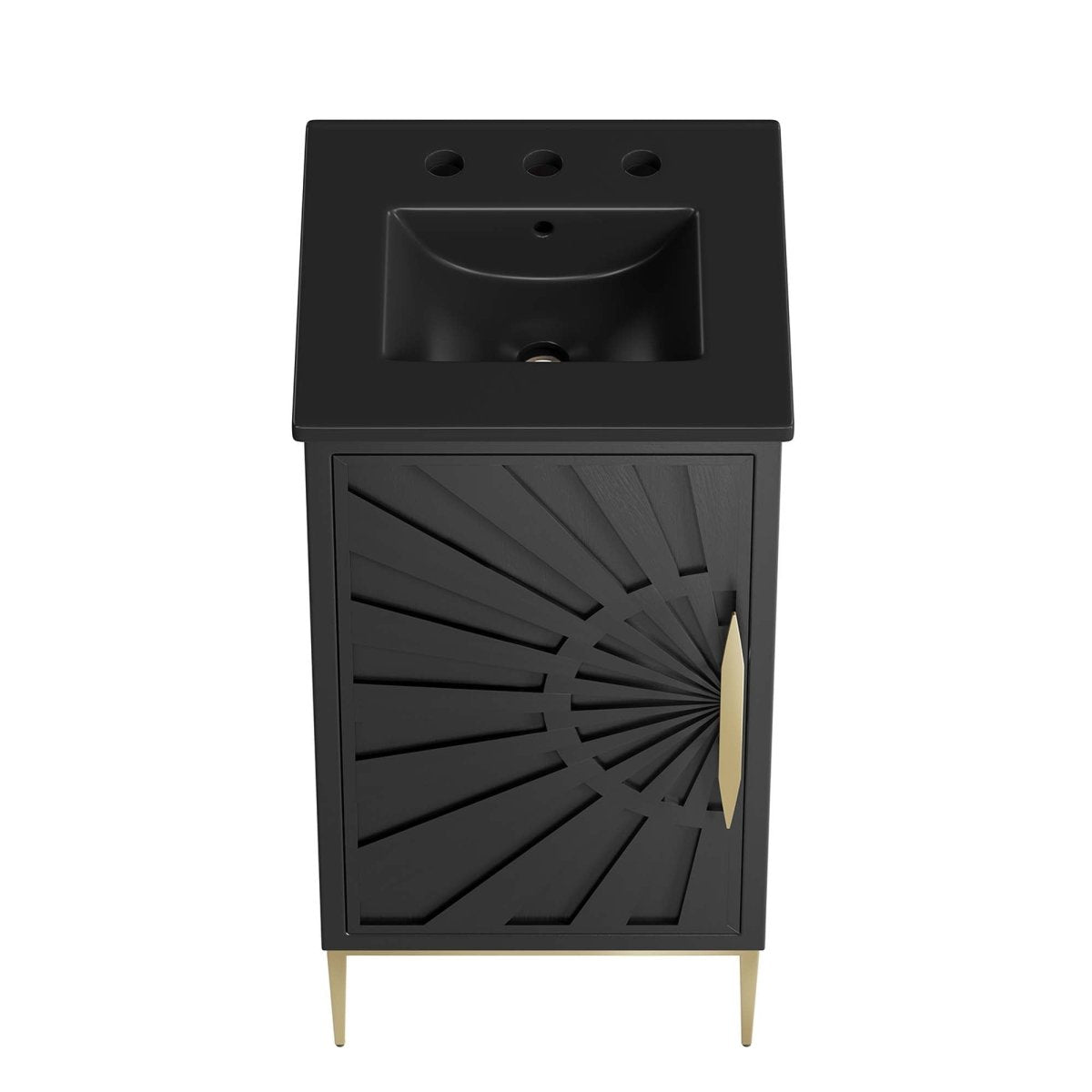 18" Black Bathroom Vanity with Ceramic Sink – Modern - Bathroom Fixtures - Alpine Outlets