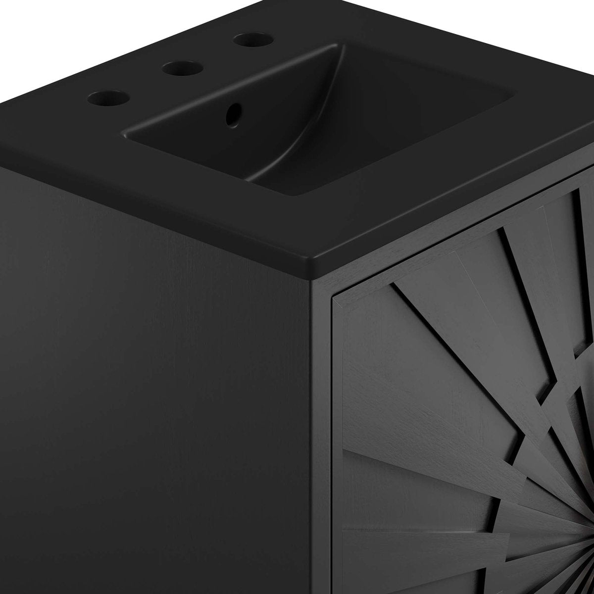 18" Black Bathroom Vanity with Ceramic Sink – Modern - Bathroom Fixtures - Alpine Outlets
