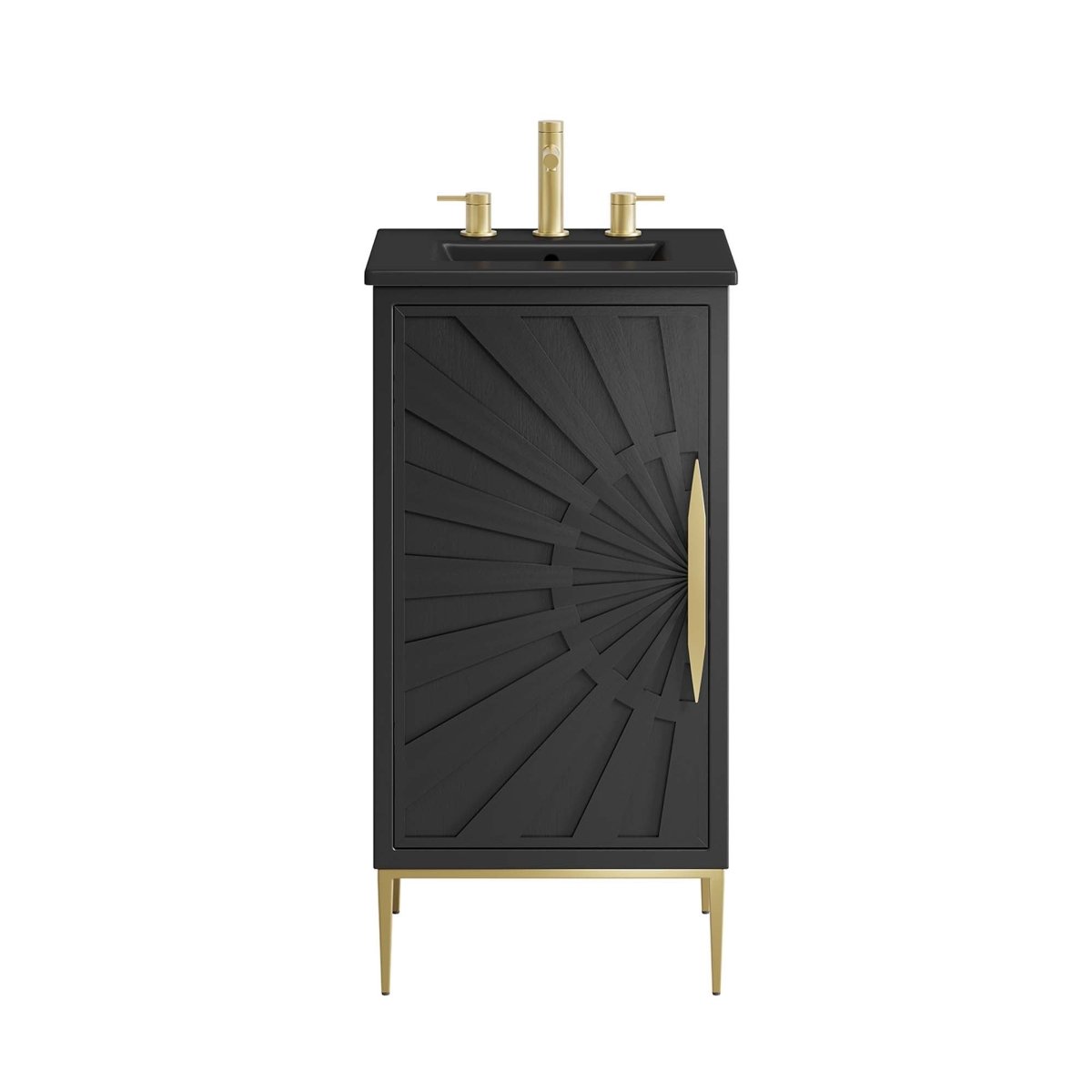 18" Black Bathroom Vanity with Ceramic Sink – Modern - Bathroom Fixtures - Alpine Outlets