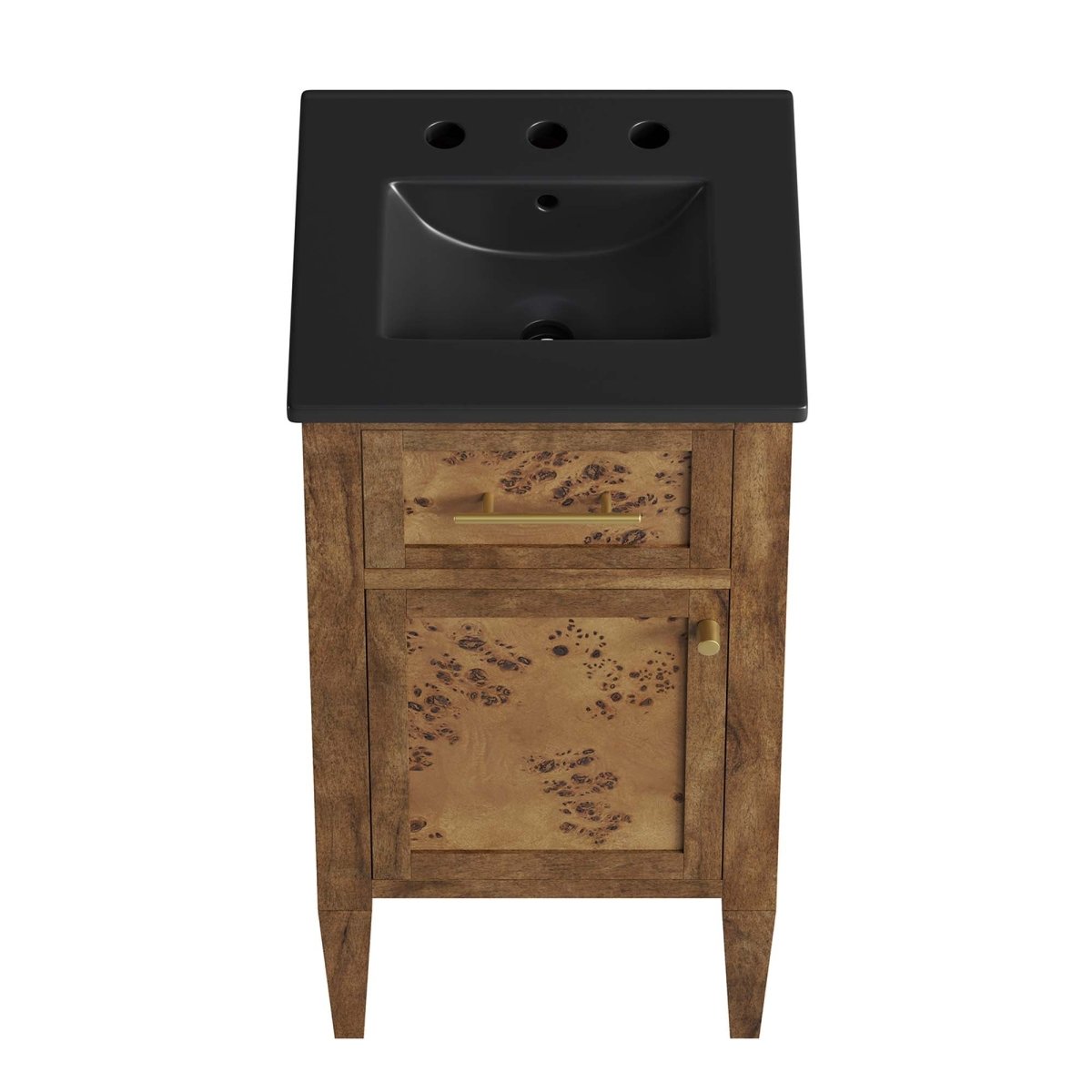 18" Black Brown Wood Bathroom Vanity with Ceramic Sink – Modern - Bathroom Fixtures - Alpine Outlets