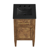 18" Black Brown Wood Bathroom Vanity with Ceramic Sink – Modern - Bathroom Fixtures - Alpine Outlets