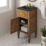 18" Black Brown Wood Bathroom Vanity with Ceramic Sink – Modern - Bathroom Fixtures - Alpine Outlets