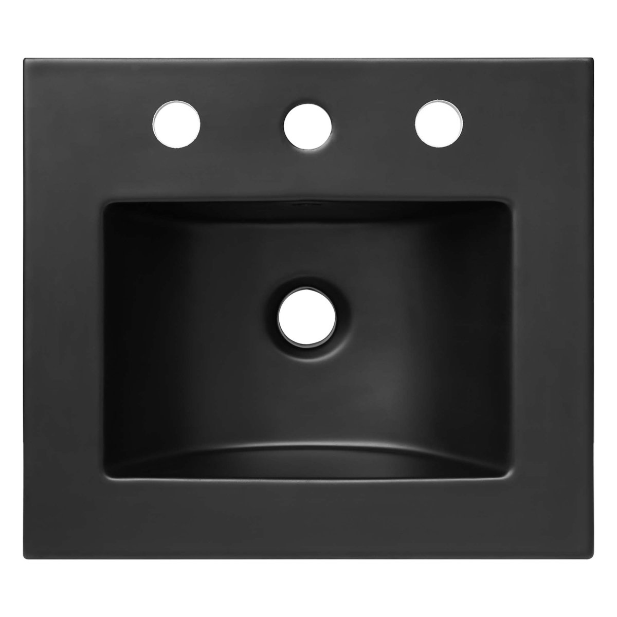 18" Black Ceramic Bathroom Sink – Rectangular Basin with Countertop - Bathroom Sink - Alpine Outlets