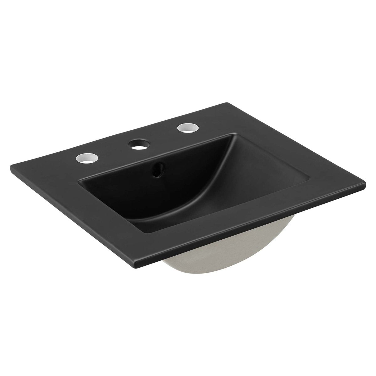 18" Black Ceramic Bathroom Sink – Rectangular Basin with Countertop - Bathroom Sink - Alpine Outlets