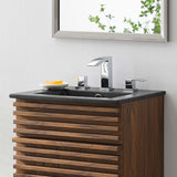 18" Black Ceramic Bathroom Sink – Rectangular Basin with Countertop - Bathroom Sink - Alpine Outlets