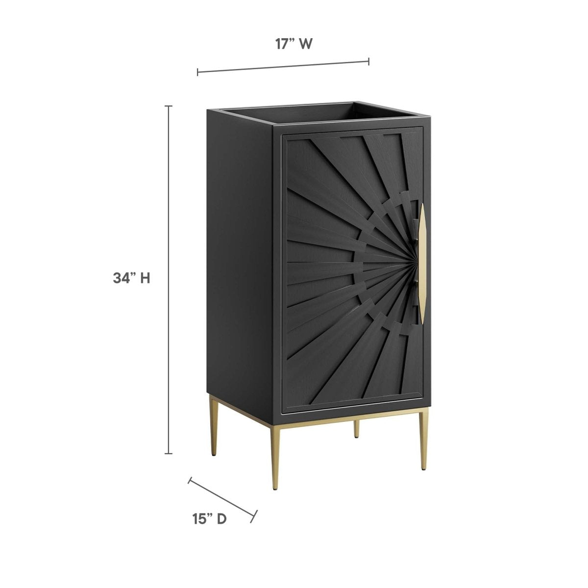 18" Black Modern Wood Bathroom Vanity Cabinet with Gold Base - Bathroom Fixtures - Alpine Outlets