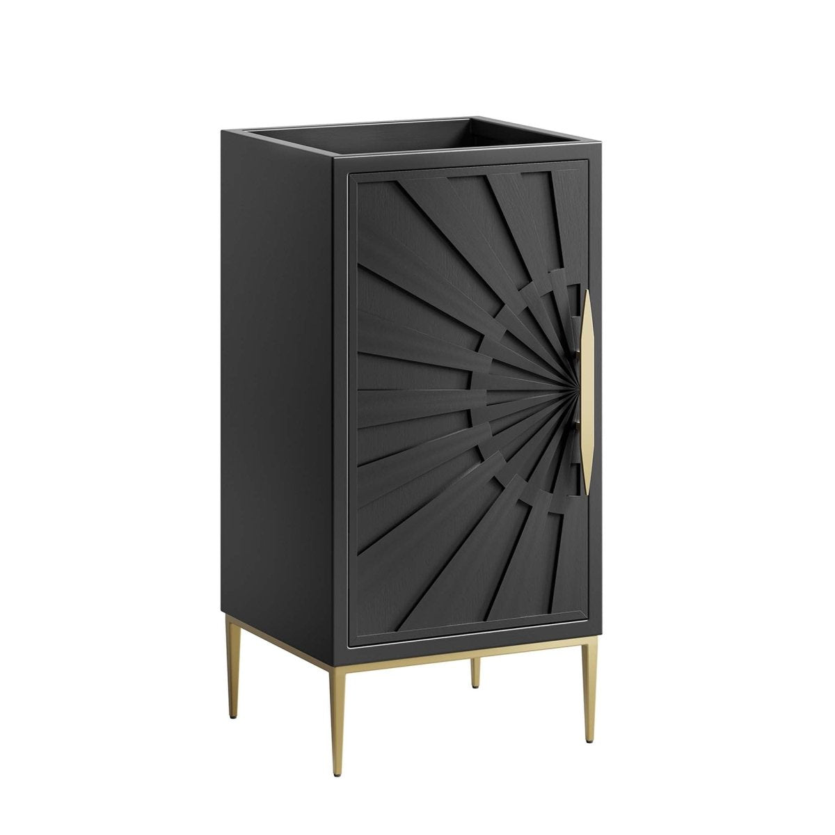 18" Black Modern Wood Bathroom Vanity Cabinet with Gold Base - Bathroom Fixtures - Alpine Outlets