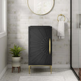 18" Black Modern Wood Bathroom Vanity Cabinet with Gold Base - Bathroom Fixtures - Alpine Outlets