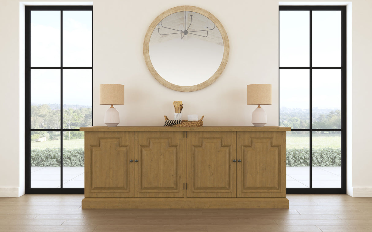 Florence 4-Door Dining Sideboard Buffet Cabinet Rustic Honey