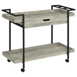 Ventura 1-Drawer Grey Driftwood Bar Cart with Casters
