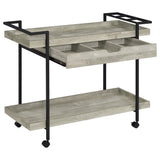 Ventura 1-Drawer Grey Driftwood Bar Cart with Casters