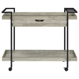 Ventura 1-Drawer Grey Driftwood Bar Cart with Casters