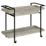 Ventura 1-Drawer Grey Driftwood Bar Cart with Casters