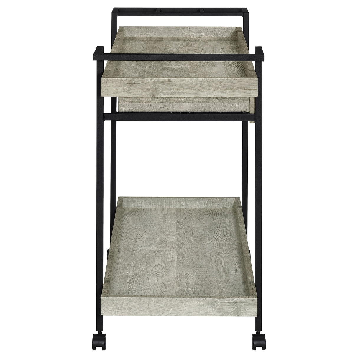 Ventura 1-Drawer Grey Driftwood Bar Cart with Casters