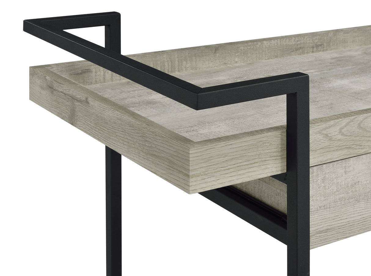 Ventura 1-Drawer Grey Driftwood Bar Cart with Casters