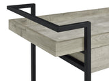 Ventura 1-Drawer Grey Driftwood Bar Cart with Casters