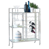 Derion 3-Tier Glass Shelf Bar Cart, Chrome