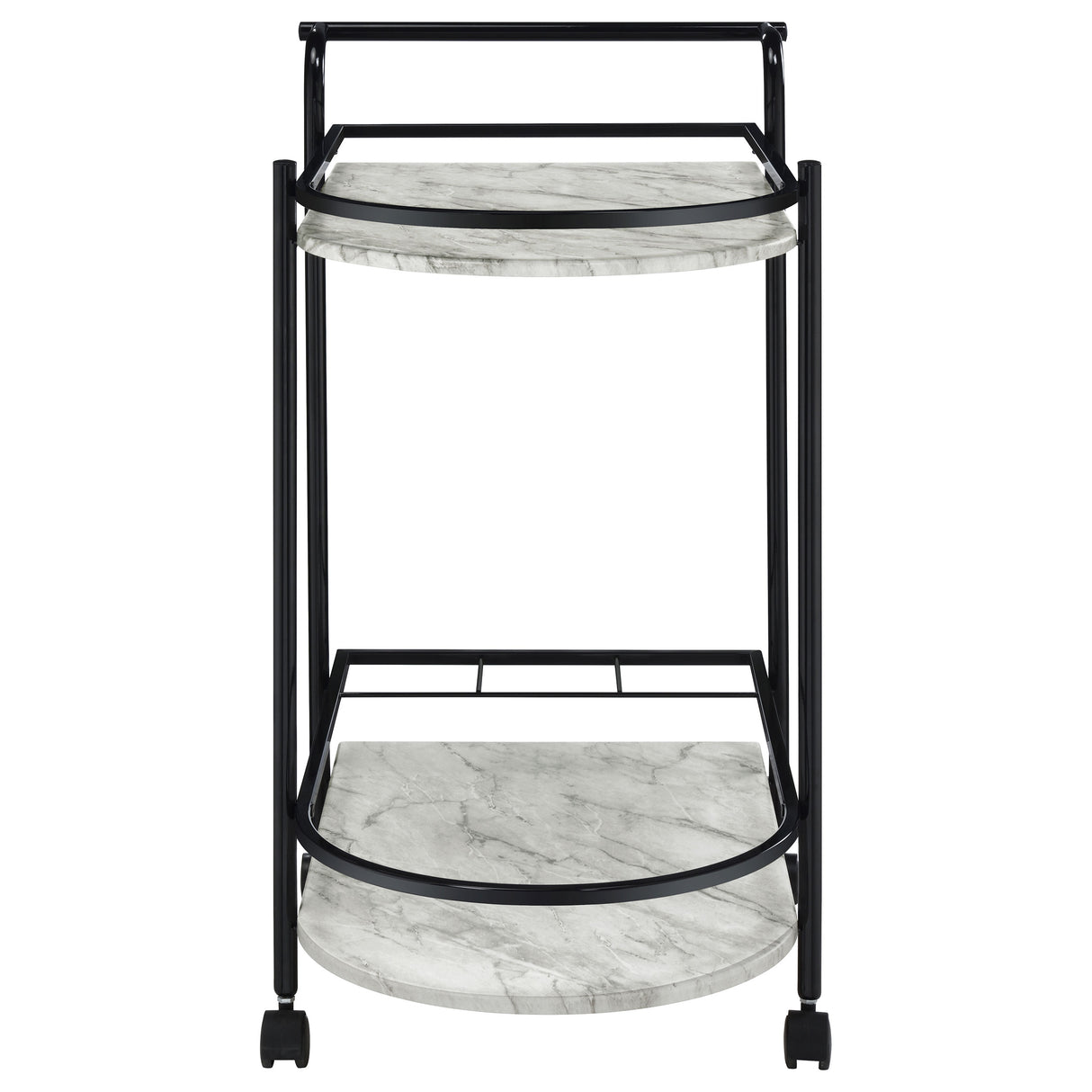 Desiree 2-Tier Faux Marble Bar Cart with Wine Rack - Black