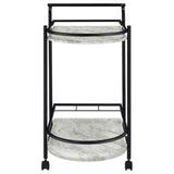 Desiree 2-Tier Faux Marble Bar Cart with Wine Rack - Black