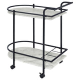 Desiree 2-Tier Faux Marble Bar Cart with Wine Rack - Black